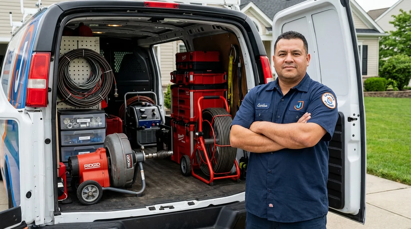Professional drain cleaning equipment and Johns Plumbing LLC plumber in Troup