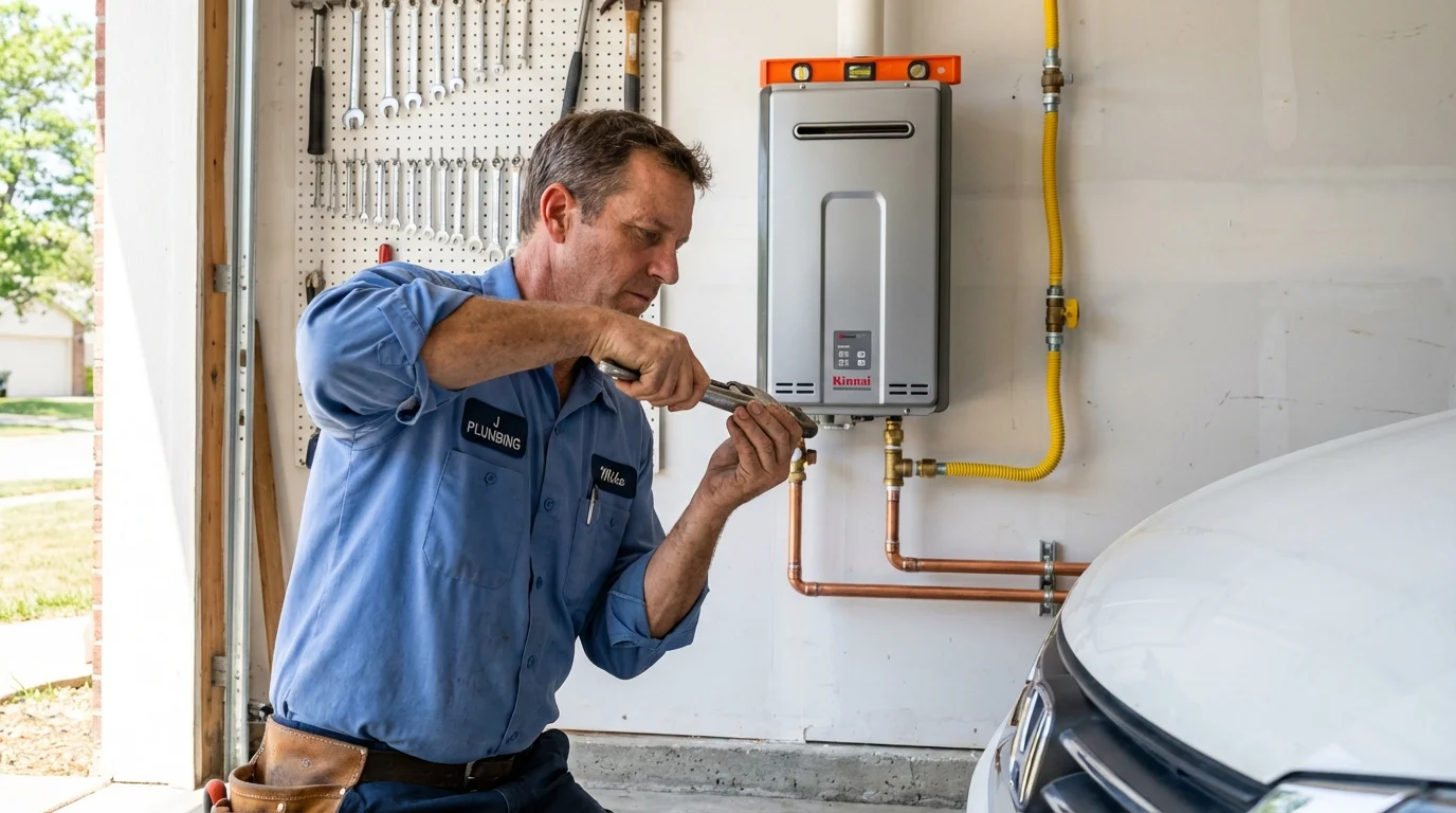 Tankless water heater installation by a Johns Plumbing LLC plumber in Troup
